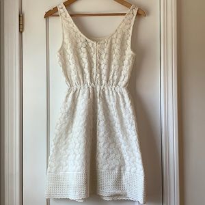 STRADIVARIUS White Summer Dress, Knee Length, S